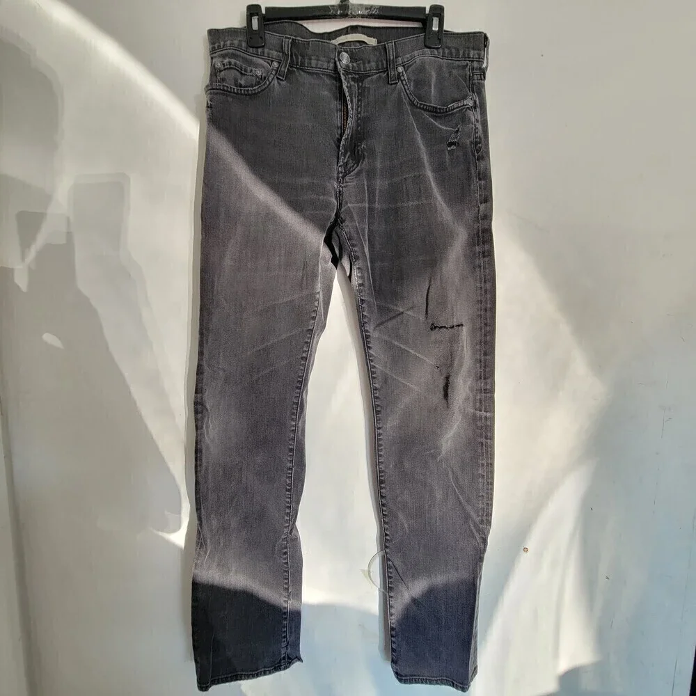 Vince Washed Out Ash Gray Ripped Distressed Bleached Denim Jean Pants Size 34
